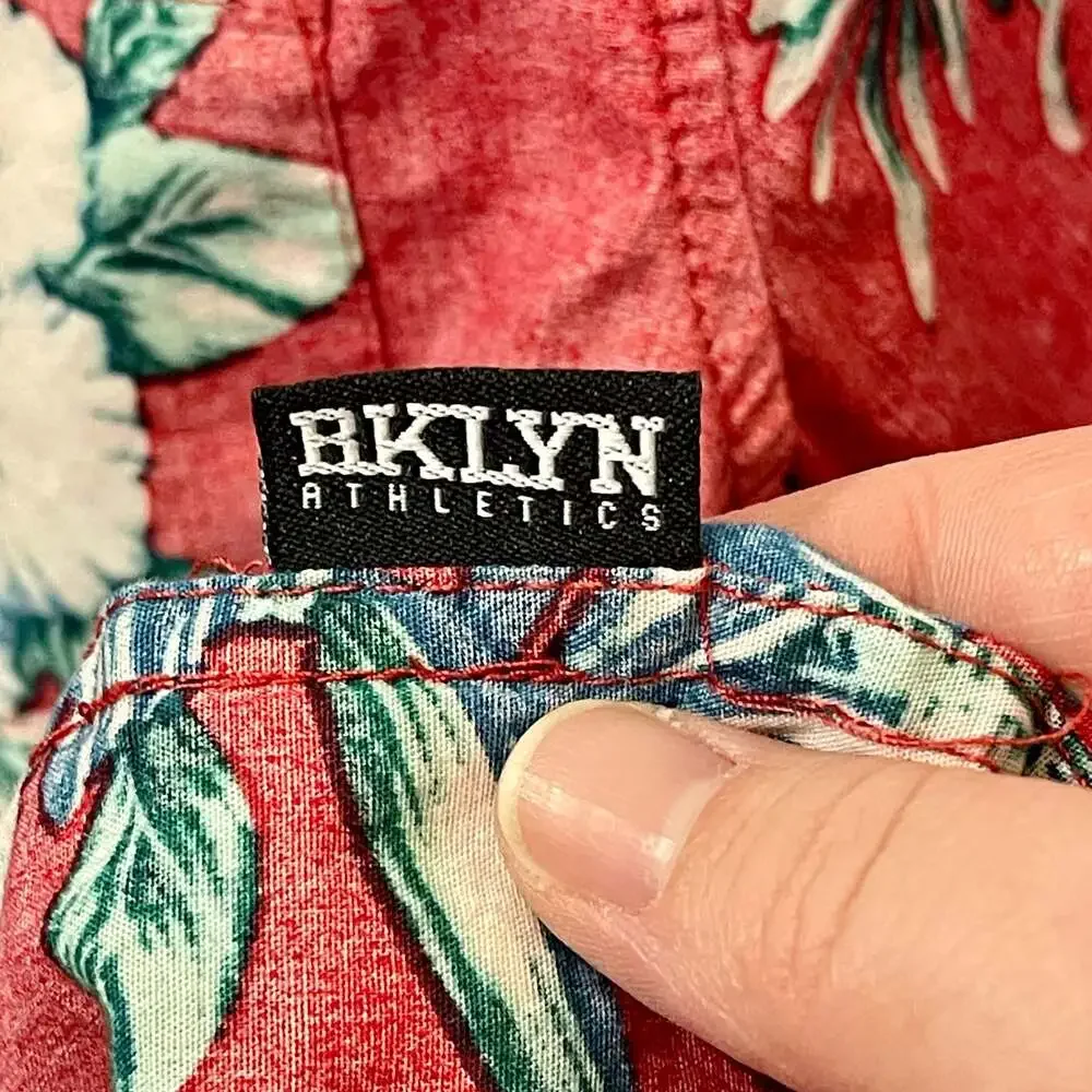 Brooklyn Athletics Youth SM Hawaiian Aloha Shirt Vintage Casual Button Down Tee